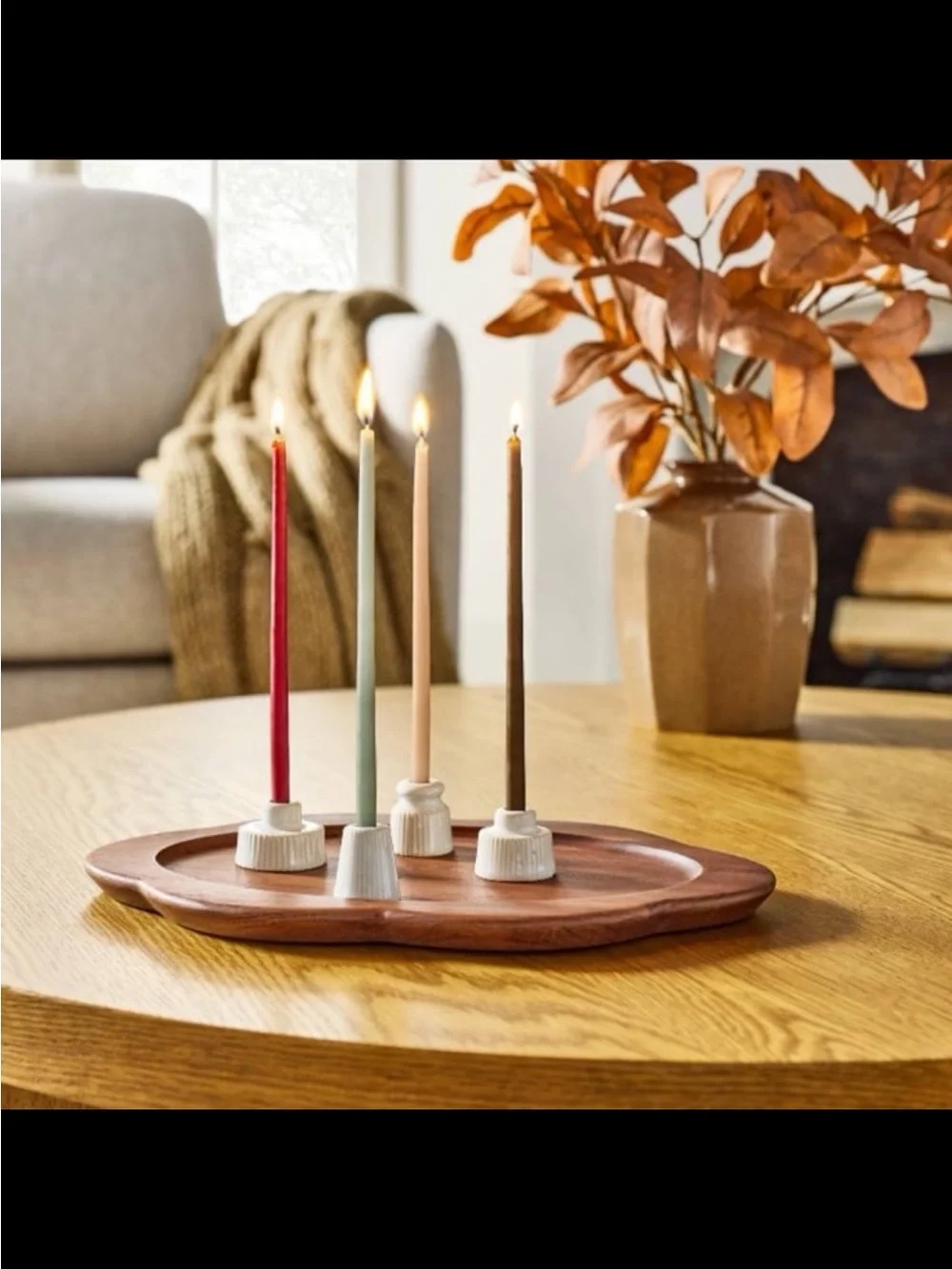 4pc Mini Ceramic Taper Candle Holders Sour Cream - Hearth & Hand™ with Magnolia